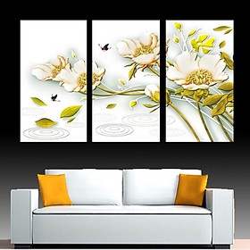 Tranh Canvas treo tường nghệ thuật | Bộ 3 bức chữ nhật| HLB_111