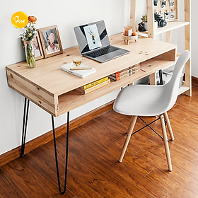 Mua Bàn Làm Việc Gỗ Thông Có Ngăn  Hộc Đựng Đồ Tiện Lợi JOSE Bàn Học Gỗ Dày Chân Sắt Phong Cách Hiện Đại