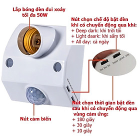 Mua Đuôi Đèn Cảm Ứng Hồng Ngoại Chuyển Động   Đui Đèn E27 Cảm Biến Chuyển Động Hồng Ngoại