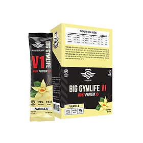 Bột Whey Protein BIG GYMLIFE V1 VANI Bảo Long (Hộp 10 gói x 30g) - Hàng Chính Hãng