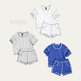 Set Bộ Thun Cotton Có Viền Siêu Mềm Mịn Cho Bé Trai Bé Gái MiLaa Kids S1