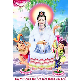 Tranh thêu chữ thập quan thế âm bồ tát LV3508 43 x 59 cm - chưa thêu