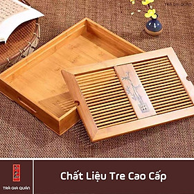 Mua Khay Trà Tre Cao Cấp Hình Chữ Nhật Khắc Trúc KT 96