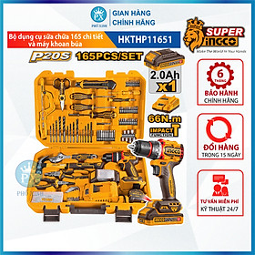 Combo Bộ dụng cụ sữa chữa 165 chi tiết và máy khoan búa HKTHP11651