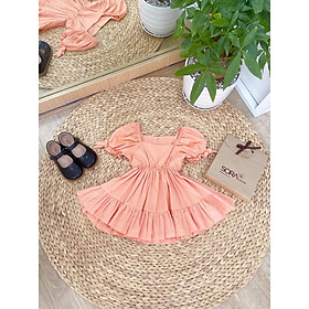 Váy Đầm Tay Bo Babydoll Màu Cam Cho Bé Gái SoraChan - M047