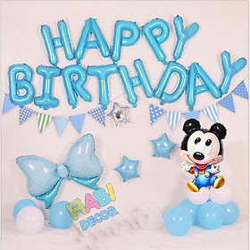Set trang trí sinh nhật happy birthday cho bé tuổi chuột mickey siêu dễ thương đầy đủ phụ kiện C05