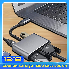Cáp chuyển USB Type-c ra 4 cổng HDMI/ VGA/ USB và cổng sạc hỗ trợ chế độ Dex - UHV41160