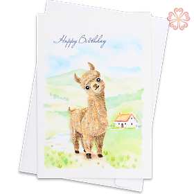 Thiệp Giấy Xoắn Nghệ Thuật - Thiệp Chúc Mừng Sinh Nhật Lạc Đà Alpaca - Happy Birthday Alpaca Card - Happy Birthday - Việt Net - VN2NN111038E1 - 11.5 x 16.5