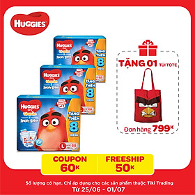 Combo 3 Gói Tã Quần Huggies Dry Gói Cực Đại Angry Birds phiên bản giới hạn L68 (68 Miếng) - Tặng 8 miếng