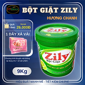 Bột Giặt Zily Hương Chanh Xô 9 Kg - Tặng 1 Dây Xả vải Zily
