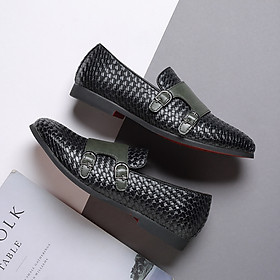 Men's loafer shoes fashion woven leather shoes casual one-step breathable wear-resistant men's shoes
