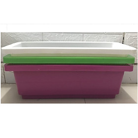 Chậu nhựa thông minh trồng rau, trồng hoa, hình chữ nhật, giá treo chậu kích thước 48x20x16cm