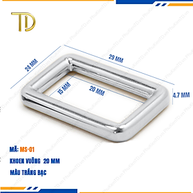 Khoen vuông túi xách, khoen chữ nhật túi xách 20mm cao cấp công nghệ mạ điện độ bền 5-8 năm