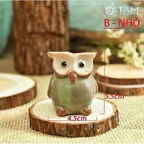 Tượng cú mèo gốm để bàn trang trí Vintage TCV-CMEO-01