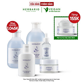 Bộ 5 Hoa Đậu Biếc Herbario: Nước tẩy trang 300ml +Sữa rửa mặt tạo bọt 100ml+mặt nạ 30ml + Toner 200ml + Tinh chất 30ml
