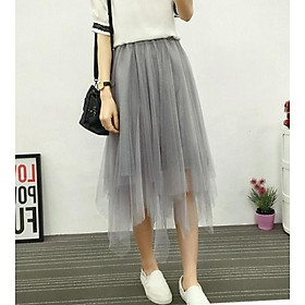 Chân váy midi bất đối xứng phá cách Mã: VN522 - XÁM