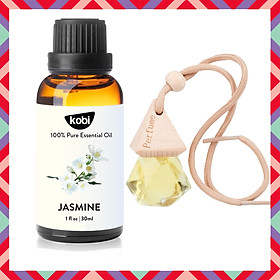 Tinh Dầu Hoa Nhài Kobi (30ml) Treo Xe Hơi, Treo Phòng, Tủ Quần Áo - Tinh Dầu Thiên Nhiên Nguyên Chất, Giúp Giảm Stress, Xua Đuổi Côn Trùng Và Khử Mùi Hiệu Quả, Thích Hợp Dùng Với Đèn Xông Và Máy Khuếch Tán - Tặng Kèm Vỏ Lọ Treo Sang Trọng, Tiện Dụng