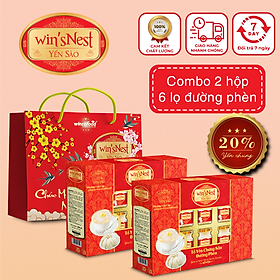 Combo 2 hộp Yến sào win'sNest (20%) chưng sẵn đường phèn (6 Lọ x 70ml / Hộp)