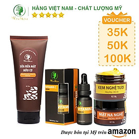 Bộ trắng da, sạch nám toàn diện Wonmom (Sữa rửa mặt+Kem nghệ tươi+Serum vitamin C+ Mặt nạ nghệ)