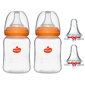 Combo 2 Bình sữa PP Wesser + Tặng kèm núm vú cùng size