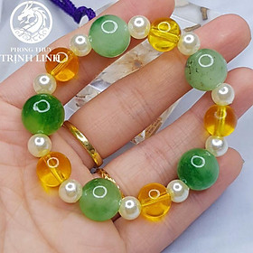 VÒNG CHUỖI XANH LÁ VÀ VÀNG THIẾT KẾ HẠT BẸT 10LY