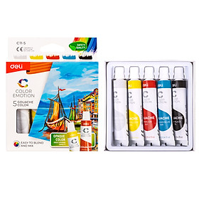 Màu bột Gouache dạng tuýp 12ml Deli - 5/12/24 màu - 1 hộp - EC11