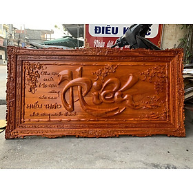 Tranh treo tường trạm khắc chữ hiếu bằng gỗ hương đỏ kt 79×155×4cm