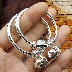 Combo Kiềng/ Lắc Chuông Bạc - em bé, Kèm túi Nhung, Phù hợp đeo, làm quà tặng.