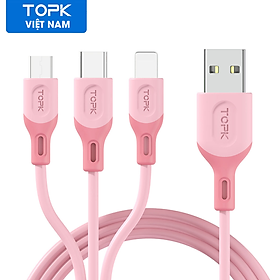 Mua  HÀNG CHÍNH HÃNG  Cáp Sạc Nhanh USB 3 Trong 1 TOPK AN84- Dây Sạc Silicon Cho iPhone Samsung Xiaomi HUAWEI Vivo OPPO - Phân phối bởi TOPK VIỆT NAM