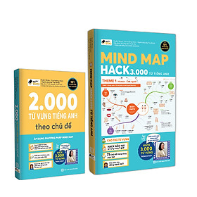 Sách - 2 cuốn Mind map hack 3000 từ vựng tiếng Anh bằng sơ tư duy + 2000 từ vựng tiếng Anh theo chủ đề - HITBOOKS