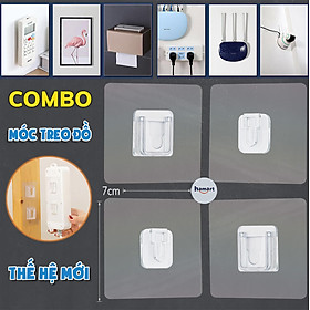 Bộ 2 Miếng Dán Tường Treo Đồ Đa Năng 7x7 Dạng Gài Treo Tranh Ảnh Treo Ổ Điện Wifi Siêu Dính Tường