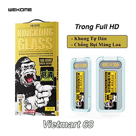 Kính Cường Lực KingKong Có Khung Tự Dán, Ngăn Bụi Loa Dành Cho iPhone - Full Hộp, Dán Full Màn - Hàng Chính Hãng