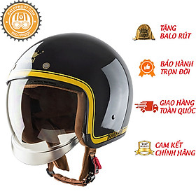 Nón bảo hiểm 3/4 Royal M139 Design V10 Đen Bóng