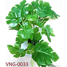 Cây giả trang trí nhà cửa, decor, cắm chậu - Trầu bà lá xẻ giả cao 30cm, 5 nhánh lá - VNG-0033