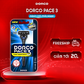 DORCO PACE 3 - Dao Cạo Râu Hàn Quốc 3 Lưỡi - Hộp Gồm 1 Cán và 1 Đầu Cạo