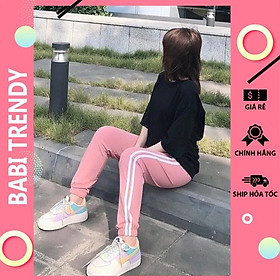 Quần jogger set áo quần jogger Line phối thun in chữ Fancy unisex nữ nam phong cách hàn quốc – ST45 – babitrendy