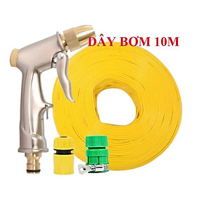 Mua Bộ dây vòi xịt nước rửa xe  tưới cây . tăng áp 3 lần  loại 7m  10m 206701-1 đầu đồng cút nồi v+ tặng túi đựng bút