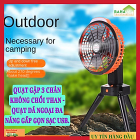 Mua QUẠT GẬP 3 CHÂN KHÔNG CHỔI THAN - QUẠT DÃ NGOẠI ĐA NĂNG GẤP GỌN SẠC USB  BAHAMAR  Quạt được thiết kế hiện đại  đẹp  nhỏ gọn  có chân đế tripod giúp đứng vững hoặc móc treo lều  gập lại được  sử dụng tiện lợi