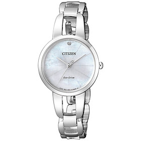 Đồng Hồ Nữ Citizen Đính Kim Cương Dây Thép Không Gỉ EM0430-85N - Mặt Xà Cừ (Sapphire)