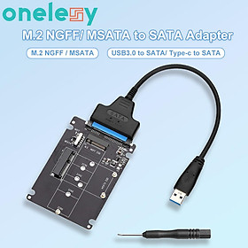 Bộ chuyển đổi Onelesy M.2 NGFF sang SATA Bộ chuyển đổi MSATA sang USB SATA 3.0 Bên ngoài 2 trong 1 mSATA m.2 NGFF sang SATA Thẻ Riser Bộ chuyển đổi USB