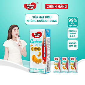 [ DATE MỚI ] Thùng 48 Hộp Sữa Hạt Điều Không Đường RICHER MILK 180ml (180ml x 48)