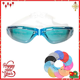 Kính Bơi Tráng Gương kèm bịt tại cao cấp Cleacco chống sương mù , chống tia UV Hàng chính hãng - Tặng kèm nón bơi Silicon ( Màu ngẫu nhiên )