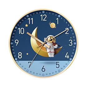 Wall Clock Round Silent Analog Cartoon Clock for Living Room Bedroom Kids