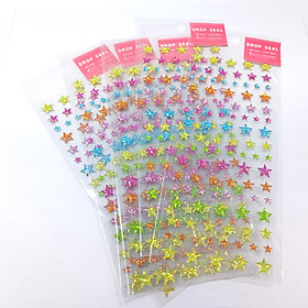 Sticker Drop Seal 3D nổi hình ngôi sao, 1 tờ nhiều mẫu
