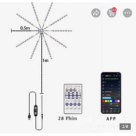 Mua Dây đèn led KGLed Firework hiệu ứng mặt trời tỏa sáng hào quang  cảm ứng nhạc  điều khiển app và remote 180led- Hàng chính hãng