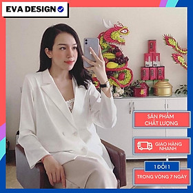 Áo blazer nữ dáng dài Eva Design, áo khoác vest nữ công sở dài tay form rộng phong cách Hàn Quốc