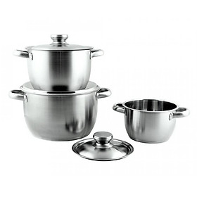 Bộ 3 Nồi Thân Cool Thấp Nắp Inox Fivestar FS06C-1 - Hàng Chính Hãng