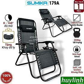 Mua Ghế xếp gấp thư giãn Sumika 179A - Khoá kim loại - Tải trong 200kg - Tặng khay để ly - Hàng chính hãng bảo hành 12 tháng