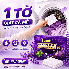 Nước Giặt Cô Đặc SoonMi Hương Lavender - Công Nghệ Giặt Tẩy Thế Hệ Mới (Hộp 30 Tờ) - hàng chính hãng