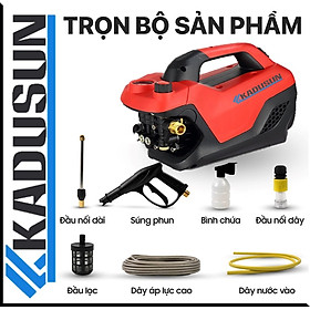 Máy rửa xe Kadusun | Lõi đồng 100% | Chỉnh áp lực | Máy rửa xe mini | Máy xịt rửa gia đình tặng bình bọt tuyết
